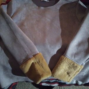 Suede and fur pull over top